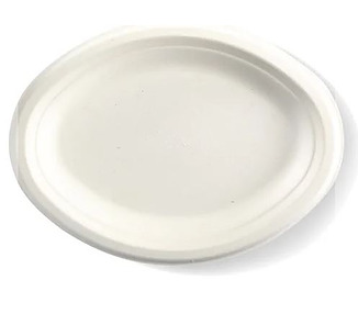 Sugarcane Oval Plate White 10.25 x 7.75" 500/Ctn