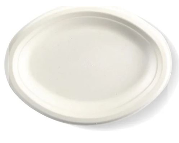 Sugarcane Oval Plate White 10.25 x 7.75" 500/Ctn