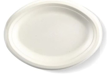 Sugarcane Oval Plate White 10.25 x 7.75" 500/Ctn