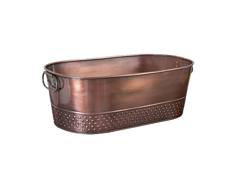 Oval Copper Antique Beverage Tub 525 x 290 x 175mm