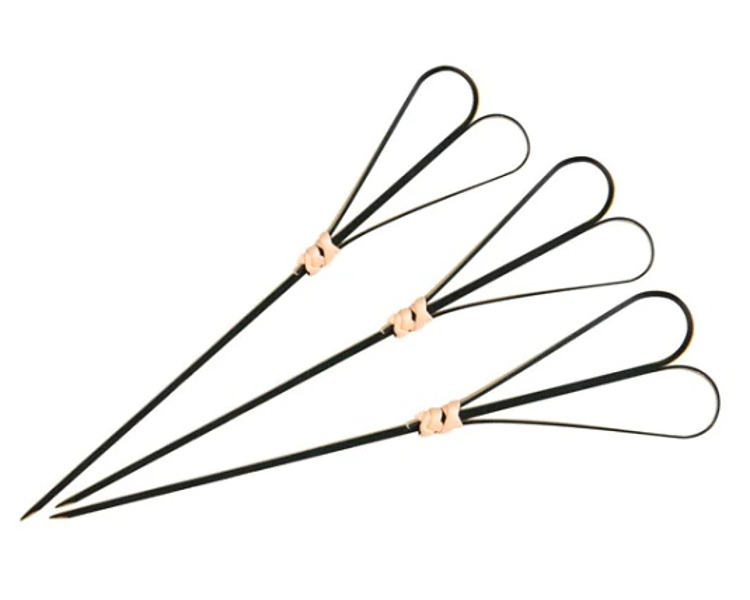 Bamboo Skewer Heart Black 18cm 100/Pkt