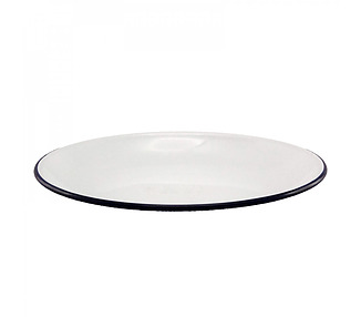 Falcon Enamelware Coupe Plate White/Black Rim 27cm 12/Pkt