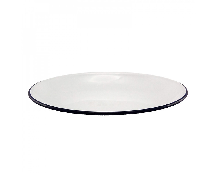 Falcon Enamelware Coupe Plate White/Black Rim 27cm 12/Pkt