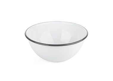 Falcon Enamelware Deep Pudding/Cereal Bowl White/Grey Rim 16cm 12/Pkt