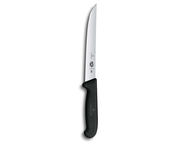 Black Victorinox Carving Knife Narrow Blade Fibrox Handle 18cm 