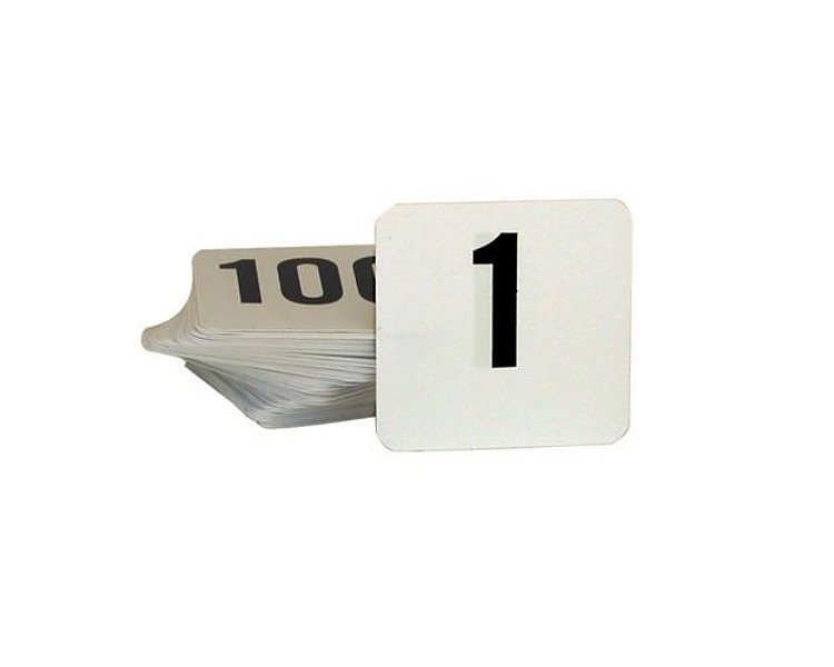 Table Number Set B on W 1-100 50 x 50mm 10/Ctn