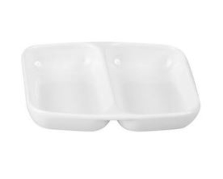 White Melamine Divide Dish 85 x 70mm 24/Pkt