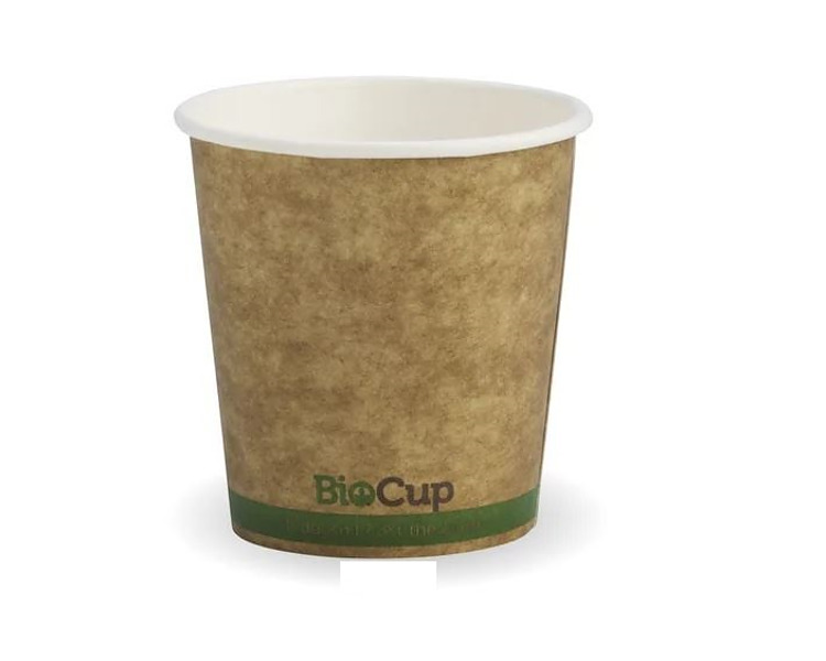 Biopak Coffee Cup 4oz Kraft Green Stripe 2000/Ctn