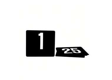Table Number Set W on B 1-25 95 x 105mm 10/Ctn