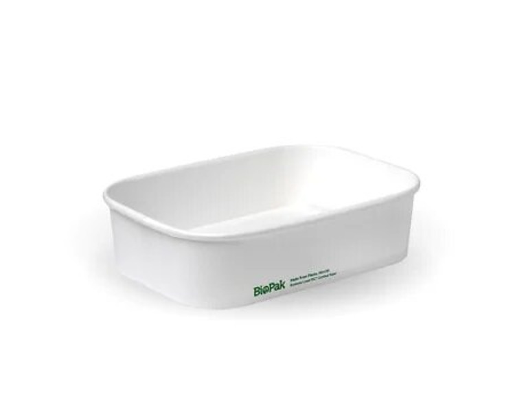 White Bioboard PLA Lined Rectangular Container 500ml 300/Ctn