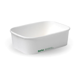 White Bioboard PLA Lined Rectangular Container 650ml 300/Ctn