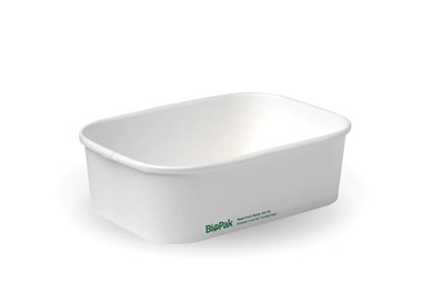 White Bioboard PLA Lined Rectangular Container 650ml 300/Ctn