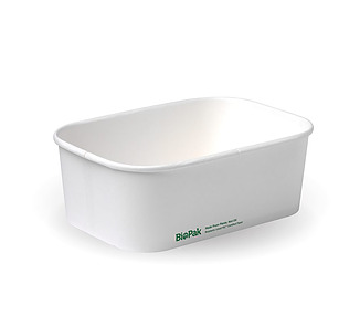 White Bioboard PLA Lined Rectangular Container White 750ml 300/Ctn