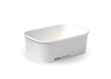 White Bioboard PLA Lined Rectangular Container White 750ml 300/Ctn