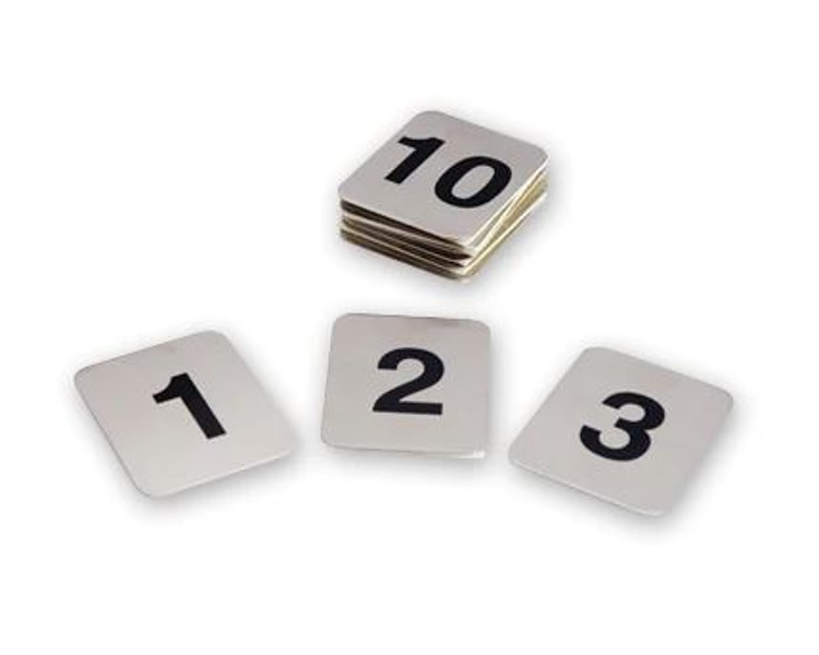 Table Number Set Adhesive Stainless Steel 1-10
