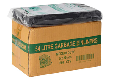 Bin Liner Heavy Duty Black 54L 250/Ctn