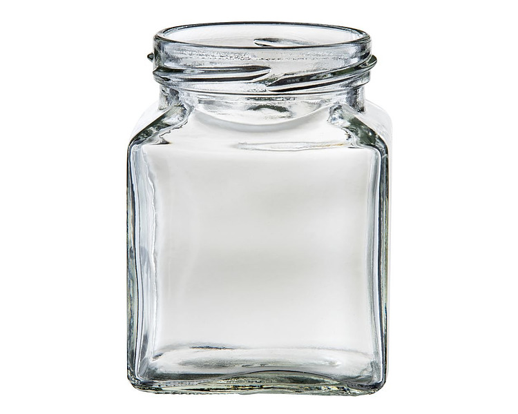 Jar Glass Square With Twist Neck 58mm 195ml 48/Ctn