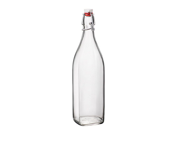 Bormioli Rocco Water Bottle Swing Top Square Clear 1000ml 12/Ctn