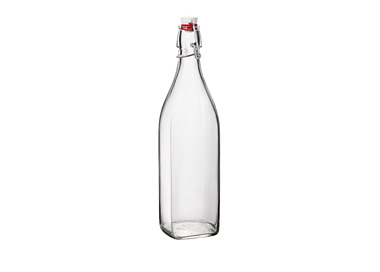 Bormioli Rocco Water Bottle Swing Top Square Clear 1000ml 12/Ctn