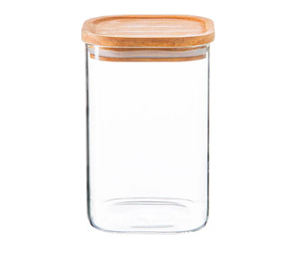 Kitchen Pro Eco Canister Glass Square With Bamboo Lid 1.1L 12/Ctn