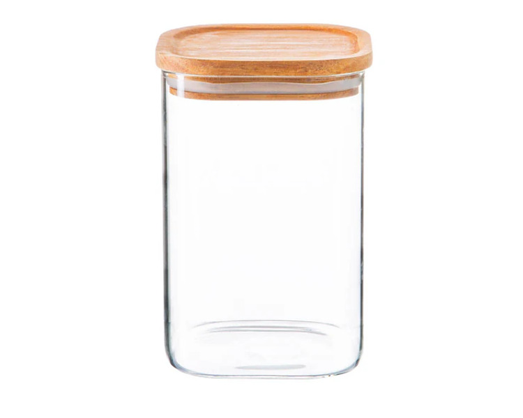 Kitchen Pro Eco Canister Glass Square With Bamboo Lid 1.1L 12/Ctn