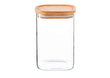 Kitchen Pro Eco Canister Glass Square With Bamboo Lid 1.1L 12/Ctn