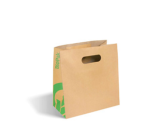 Carry Bag Kraft Small Die Cut Handle 270 x 280 x 150mm 500/Pkt