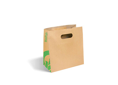 Carry Bag Kraft Small Die Cut Handle 270 x 280 x 150mm 500/Pkt