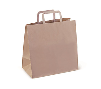 Paper Bag Kraft Small With Flat Handle 275 x 275 x 150mm 250/Pkt