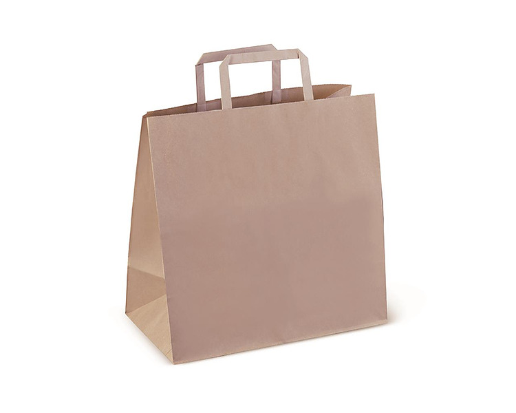 Paper Bag Kraft Small With Flat Handle 275 x 275 x 150mm 250/Pkt