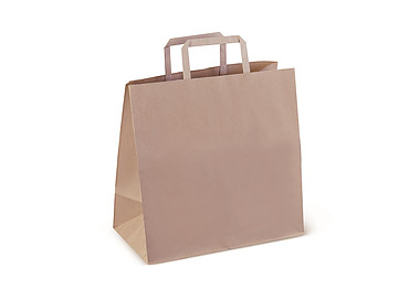 Paper Bag Kraft Small With Flat Handle 275 x 275 x 150mm 250/Pkt