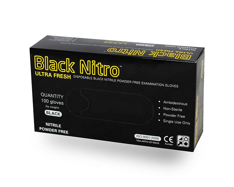 Glove Black Nitrile Small 100/Pkt