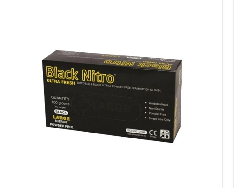 Glove Black Nitrile Large 100/Pkt