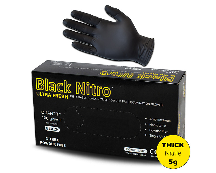 Glove Black Nitrile X-Large 100/Pkt