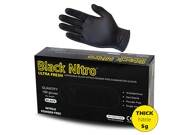 Glove Black Nitrile X-Large 100/Pkt