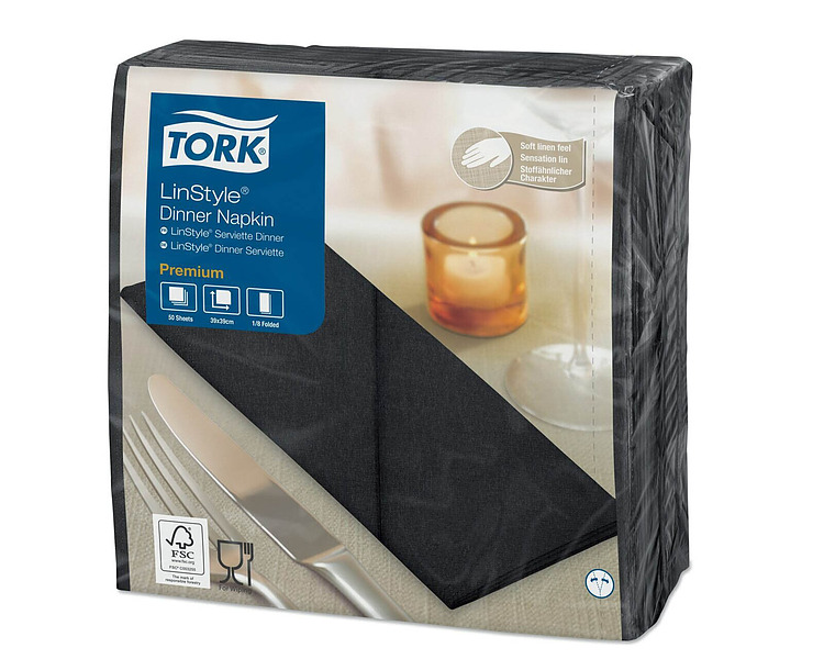 Tork Linstyle Dinner Napkin GT Black 600/Ctn