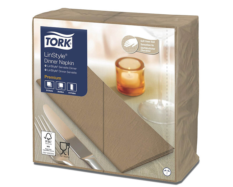 Tork Linstyle Dinner Napkin GT Biscuit 600/Ctn