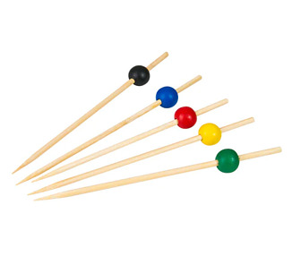 Bamboo Skewer Assorted Coloured Balls 12cm 100/Pkt