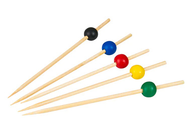 Bamboo Skewer Assorted Coloured Balls 12cm 100/Pkt