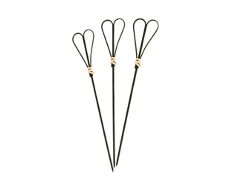 Bamboo Skewer Heart Black 12cm 10 x 100/Pkt