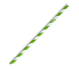 Paper Straw Regular Green & White Stripe 2500/Ctn