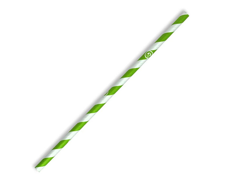 Paper Straw Regular Green & White Stripe 2500/Ctn