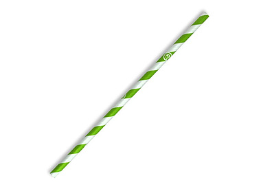 Paper Straw Regular Green & White Stripe 2500/Ctn