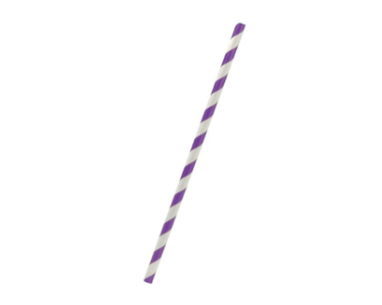 Paper Straw Regular Purple & White Stripe 2500/Ctn