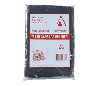 Bin Liner Heavy Duty Black 73L 250/Ctn