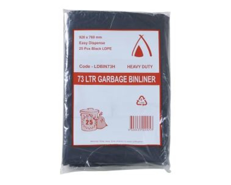 Bin Liner Heavy Duty Black 73L 250/Ctn