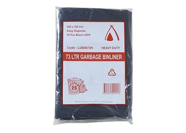 Bin Liner Heavy Duty Black 73L 250/Ctn