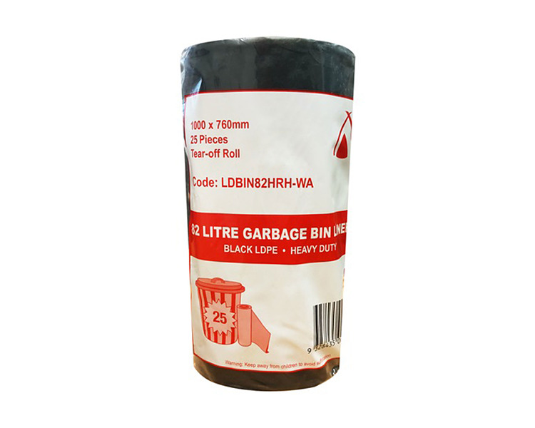 Bin Liner Extra Heavy Duty Black 82L 100/Ctn