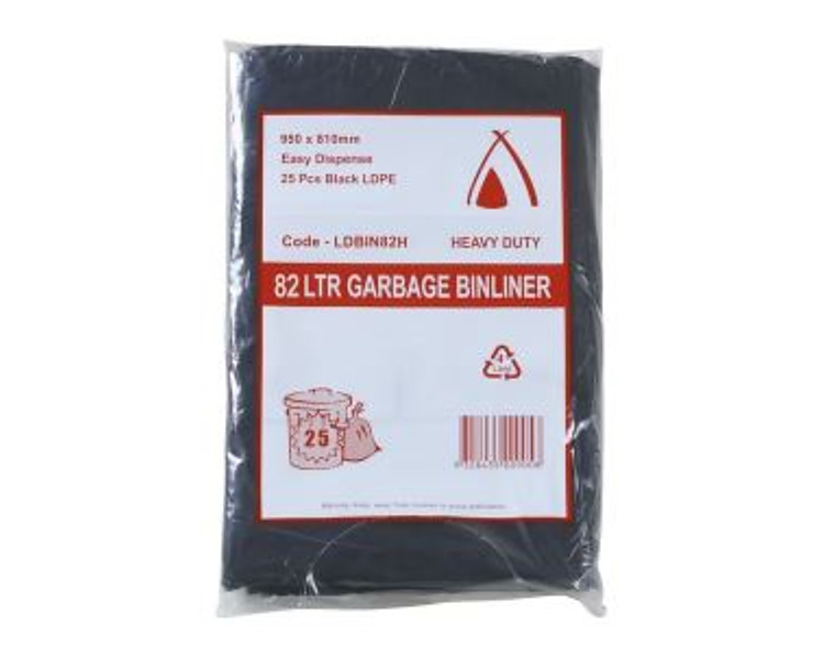 Bin Liner Heavy Duty Black 82L 250/Ctn