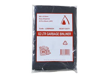 Bin Liner Heavy Duty Black 82L 250/Ctn